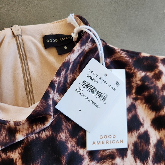 Good American Leopard Print Satin Shine Midi Dress Size Small NWT $179 - Picture 7 of 12